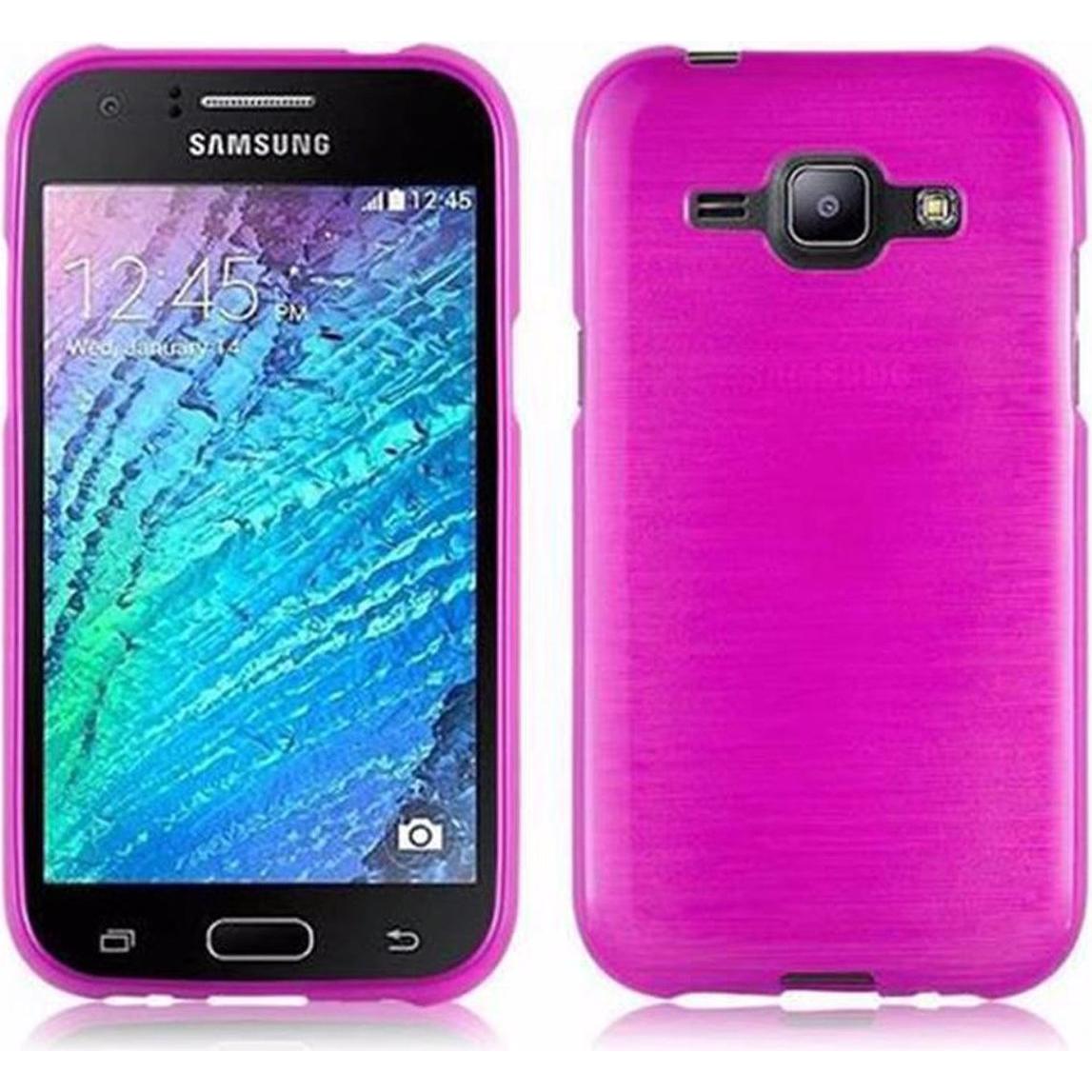 Cadorabo TPU Brushed Cover (Samsung Galaxy J1), Smartphone Hülle, Rosa