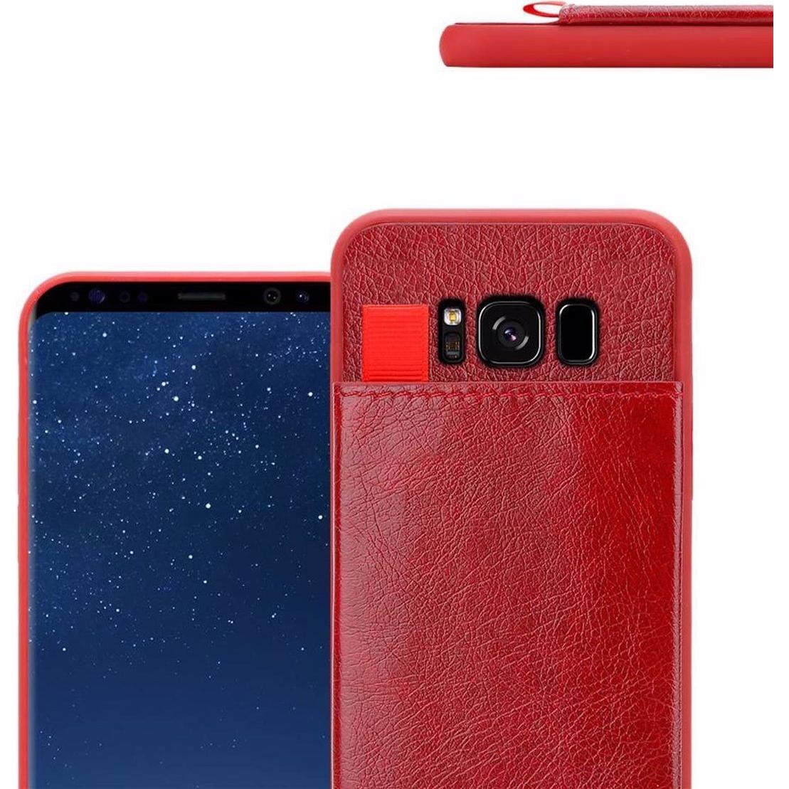 Thumbnail - Cadorabo TPU Kunstleder mit Kartenfach Cover (Samsung Galaxy S8+), Smartphone Hülle, Rot