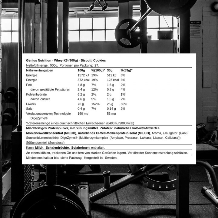 Actual product image Genius Nutrition Whey-X5 (Biscotti cookies, 900.90 g)