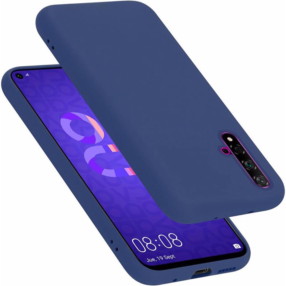 Cadorabo TPU Liquid Silicone Case Cover (TCL 20S, LG K20, Huawei Nova 5T), Smartphone Hülle, Blau