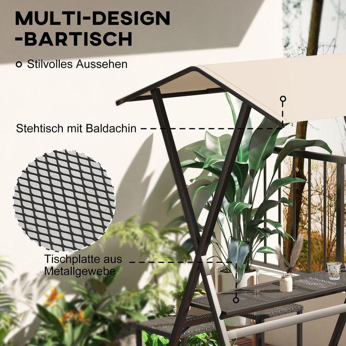 Image du produit Swisshandel24 Ensemble de bar de jardin table de bar en rotin avec 4 tabourets de bar, avec toit, groupe de