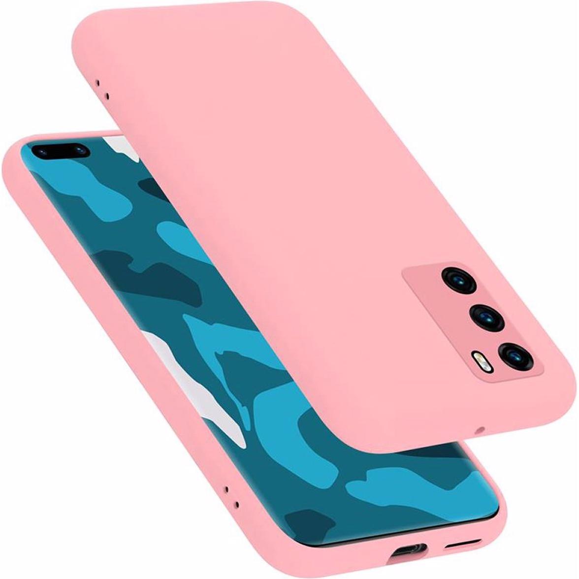 Cadorabo TPU Liquid Silicone Case Cover (Huawei P40), Smartphone Hülle, Rosa