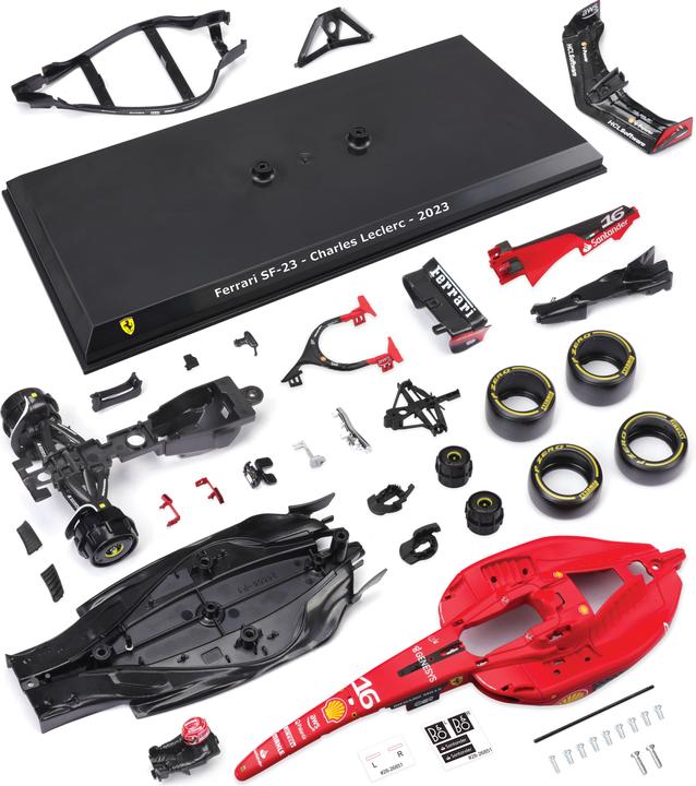 Actual product image Bburago F1 KIT Ferrari SF23 mit Helm, #16 Leclerc 1:24 Modellauto