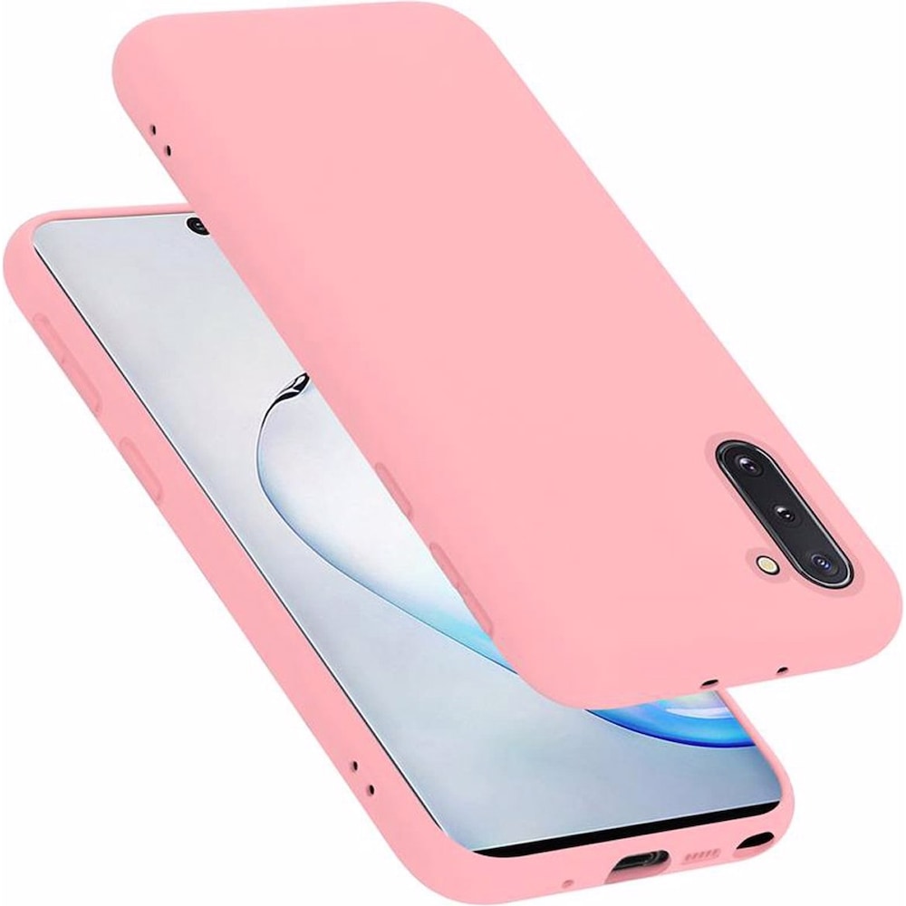 Cadorabo TPU Liquid Silicone Case Cover (Samsung Galaxy Note 10), Smartphone Hülle, Rosa