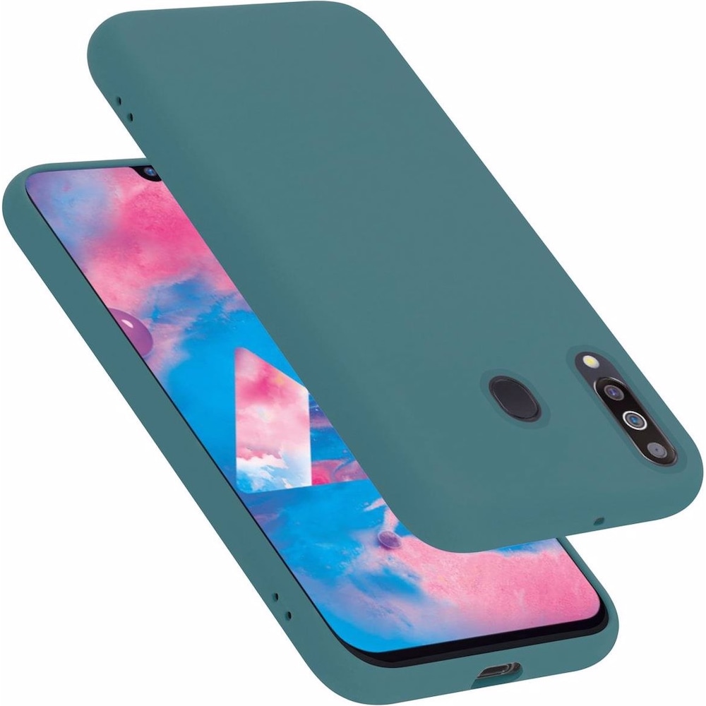 Cadorabo TPU Liquid Silicone Case Cover (Samsung Galaxy A40s, Samsung Galaxy M30), Smartphone Hülle, Grün