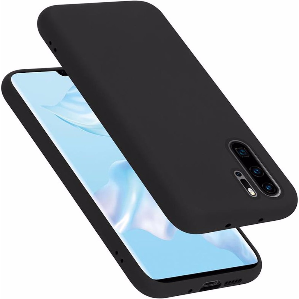 Cadorabo TPU Liquid Silicone Case Cover (Huawei P30 Pro), Smartphone Hülle, Schwarz