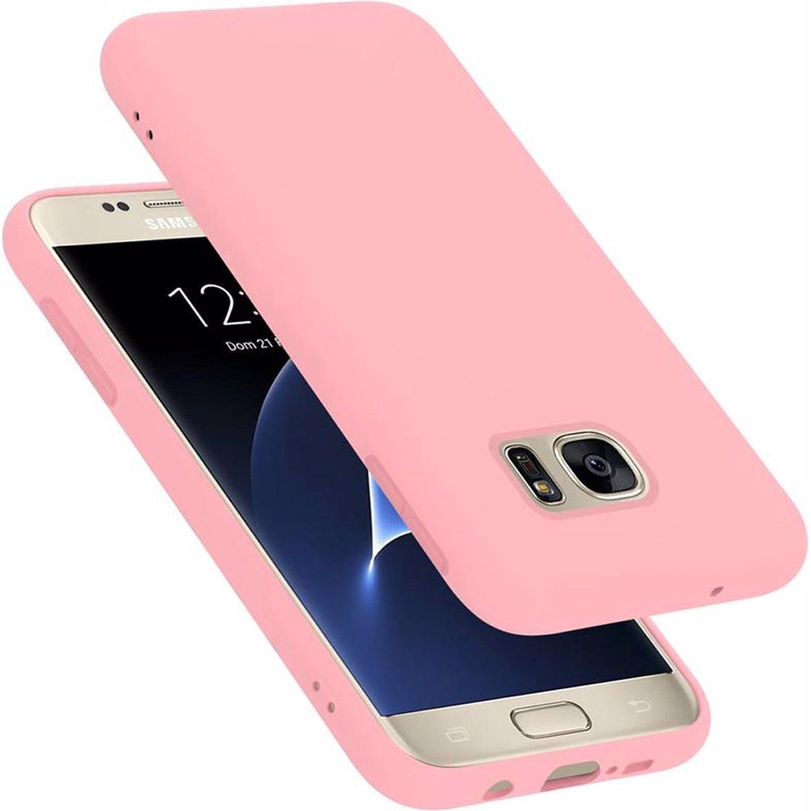 Cadorabo TPU Liquid Silicone Case Cover (Samsung Galaxy S7), Smartphone Hülle, Rosa