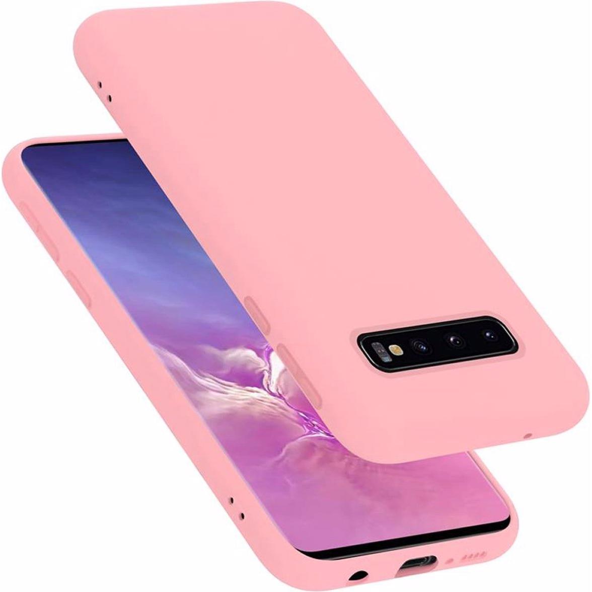 Cadorabo TPU Liquid Silicone Case Cover (Samsung Galaxy S10), Smartphone Hülle, Rosa