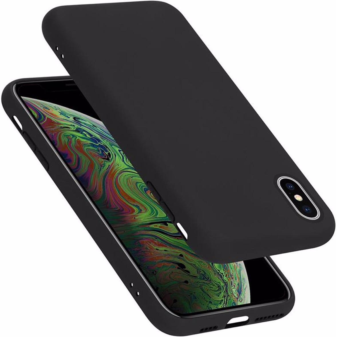 Cadorabo TPU Liquid Silicone Case Cover (Apple iPhone XS Max), Smartphone Hülle, Schwarz