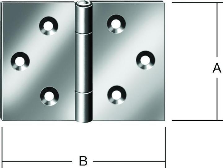 Image du produit Vormann Charnière 1.4301 10504 hauteur 50 mm largeur 75 mm épaisseur 1,2 mm acier inoxydable roulé, large