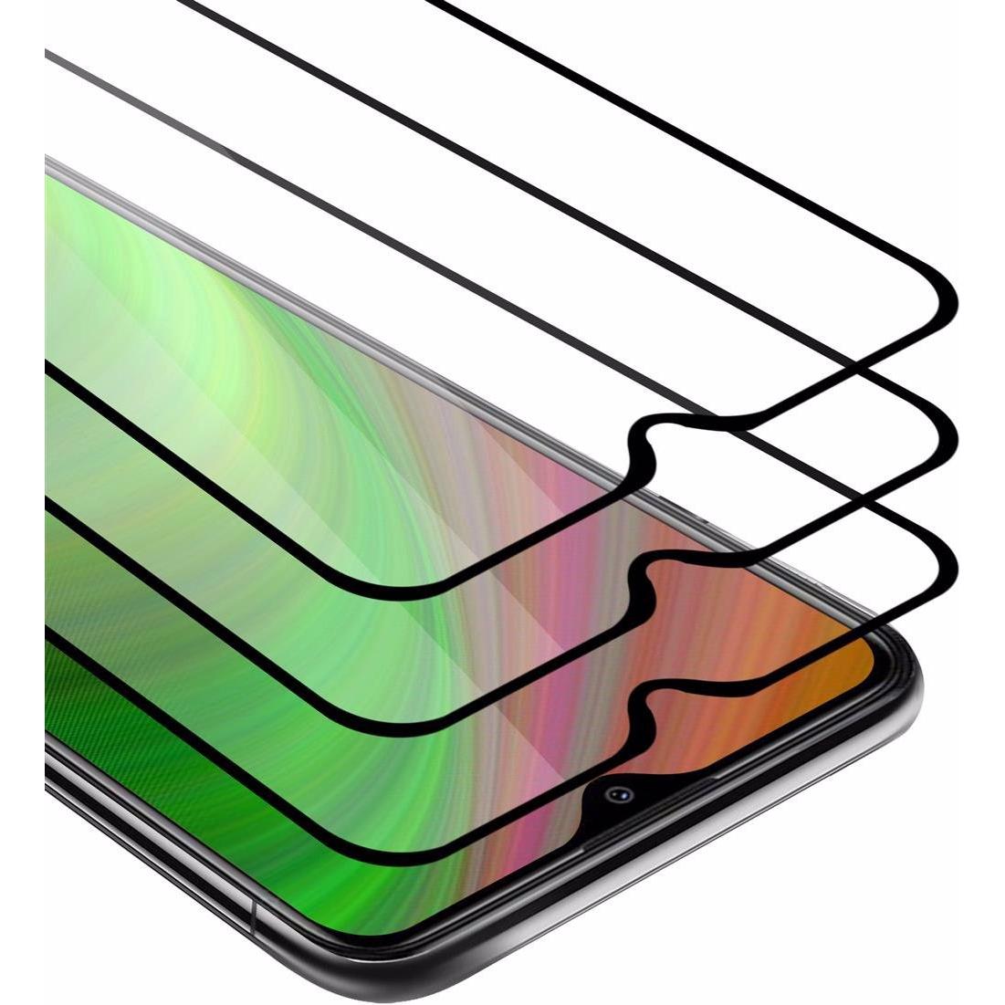 Cadorabo Vollbild Displayschutzglas (3 Stück, Xiaomi Redmi 9), Smartphone Schutzfolie, Schwarz