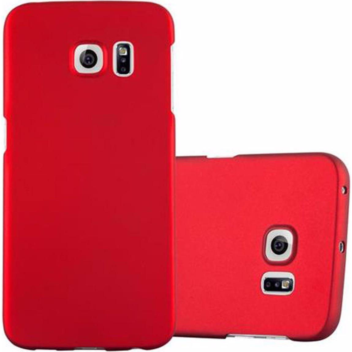 Cadorabo Hard Cover Matt Metall Cover (Samsung Galaxy S6 Edge), Smartphone Hülle, Rot