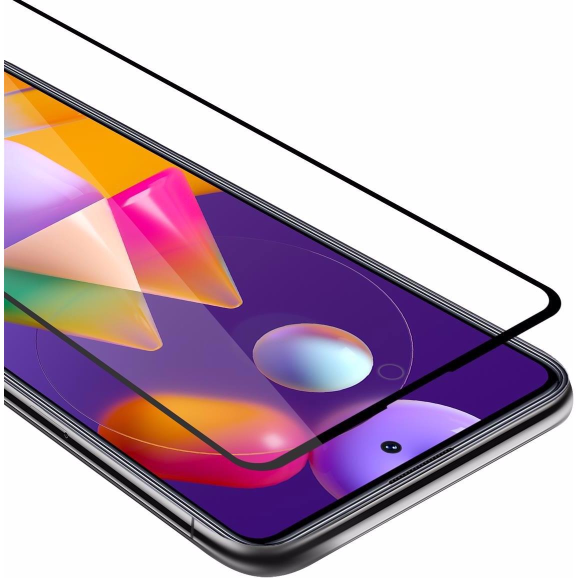 Cadorabo Vollbild Displayschutzglas (1 Stück, Samsung Galaxy M31s), Smartphone Schutzfolie, Schwarz