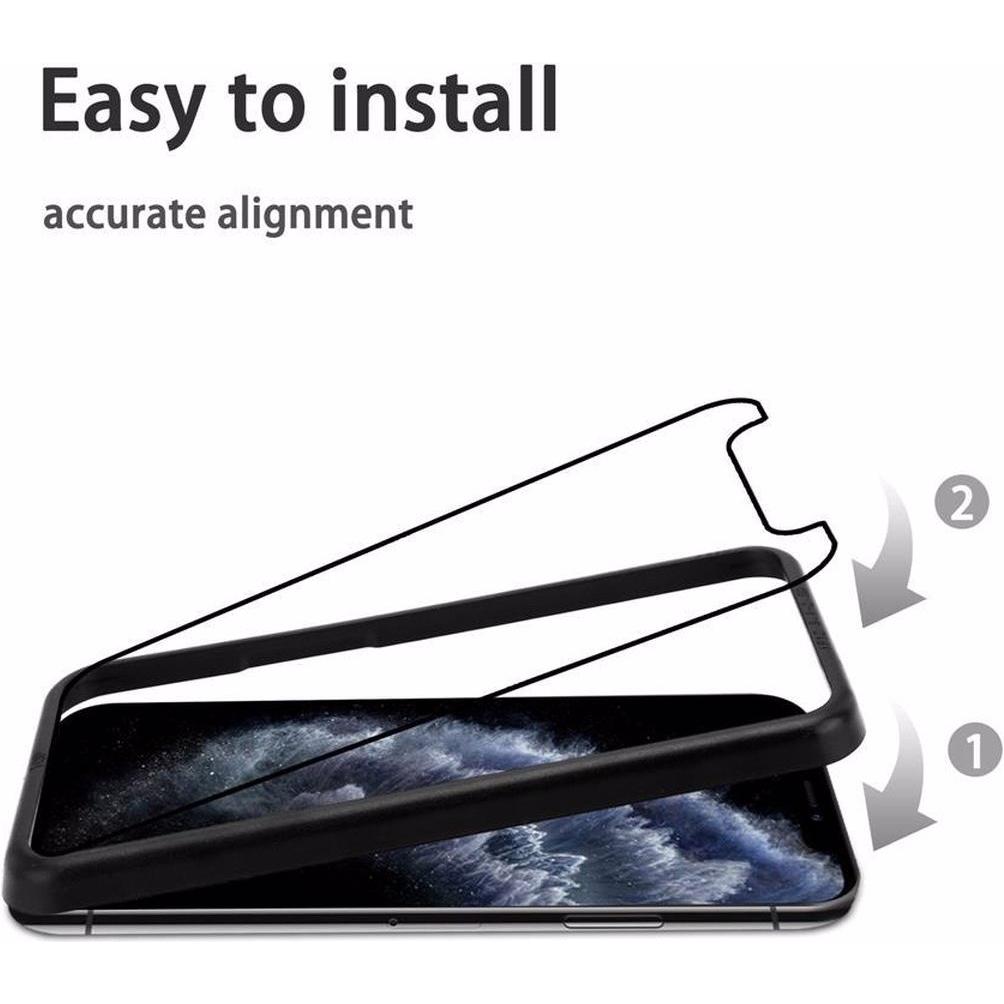Thumbnail - Cadorabo Vollbild Displayschutzglas mit Einbauhilfe (3 Stück, Apple iPhone 11 Pro Max), Smartphone Schutzfolie, Schwarz
