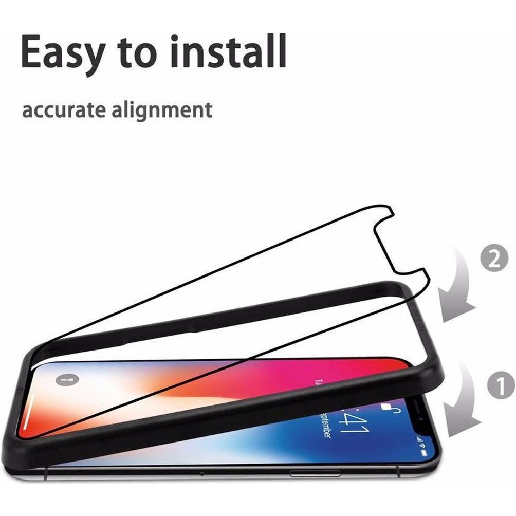Thumbnail - Cadorabo Vollbild Displayschutzglas mit Einbauhilfe (3 Stück, Apple iPhone XR), Smartphone Schutzfolie, Schwarz