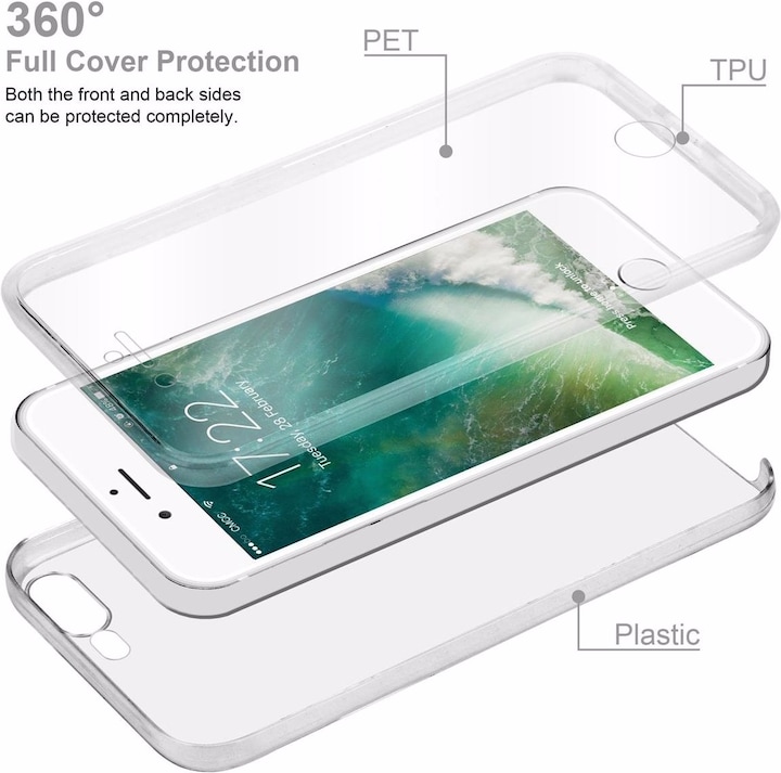 Produktbild Cadorabo TPU 360 Grad Case Cover (Apple iPhone 7 Plus, Apple iPhone 7s Plus)