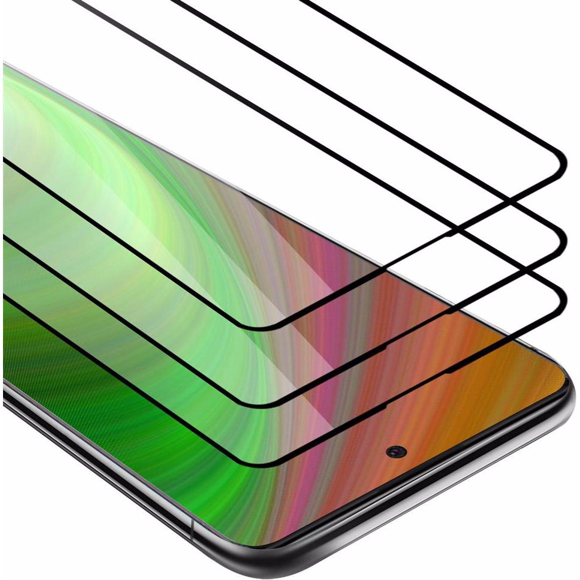Cadorabo Vollbild Displayschutzglas (3 Stück, Samsung Galaxy A91), Smartphone Schutzfolie, Weiss