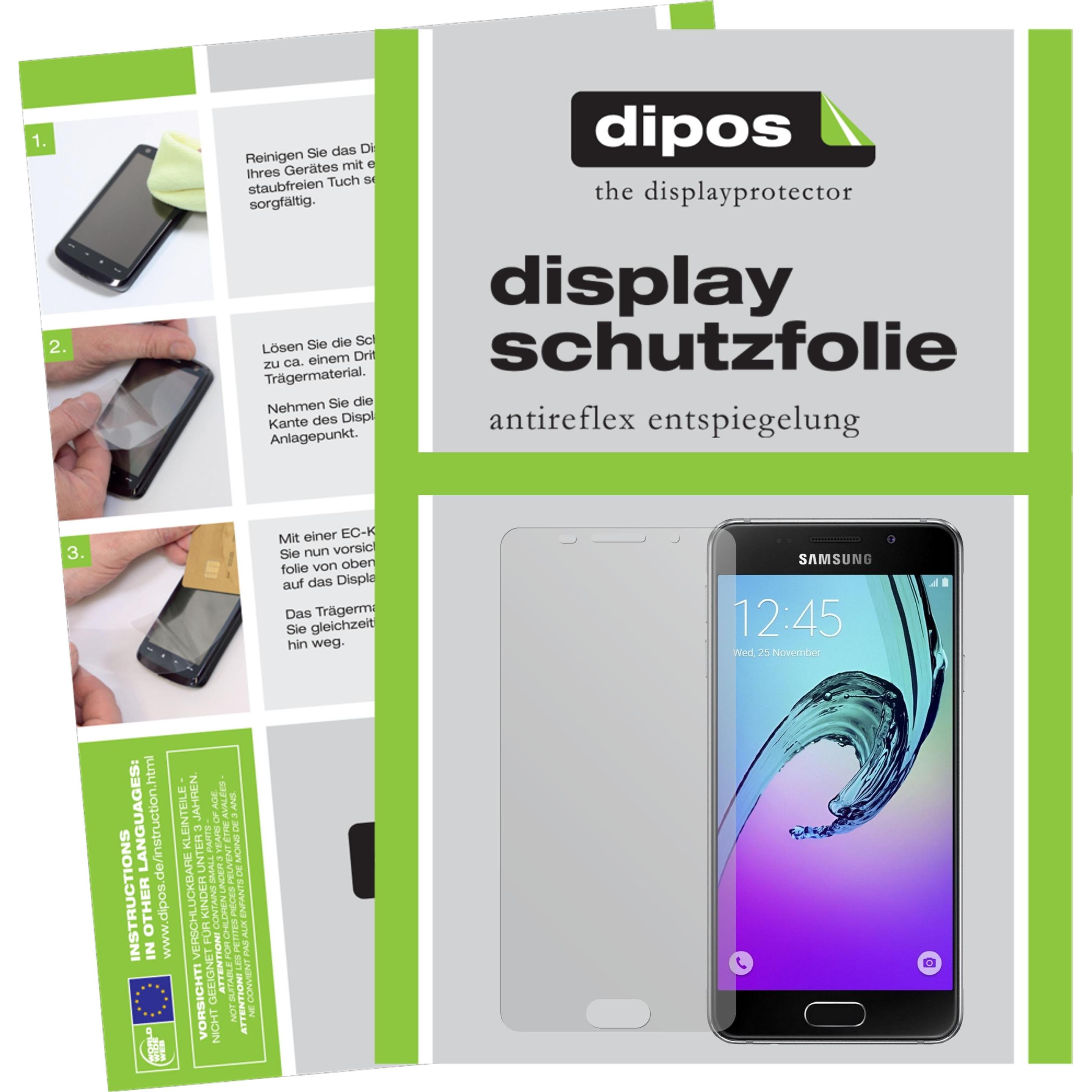 Dipos Displayschutzfolie Antireflex (2 Stück, Samsung Galaxy A3 (2016)), Smartphone Schutzfolie, Transparent