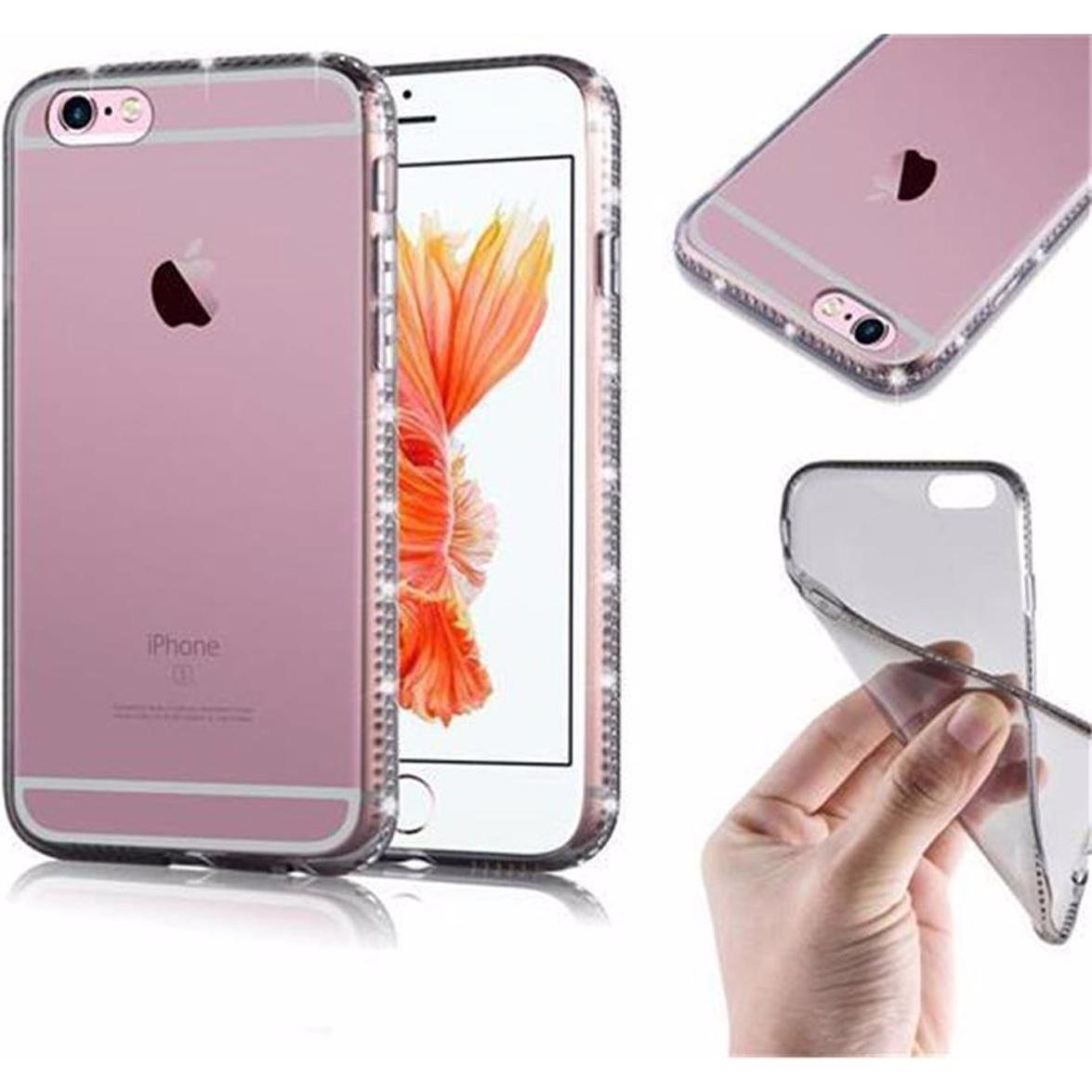 Cadorabo TPU Ultra Slim Strass Cover (Apple iPhone 6), Smartphone Hülle, Schwarz