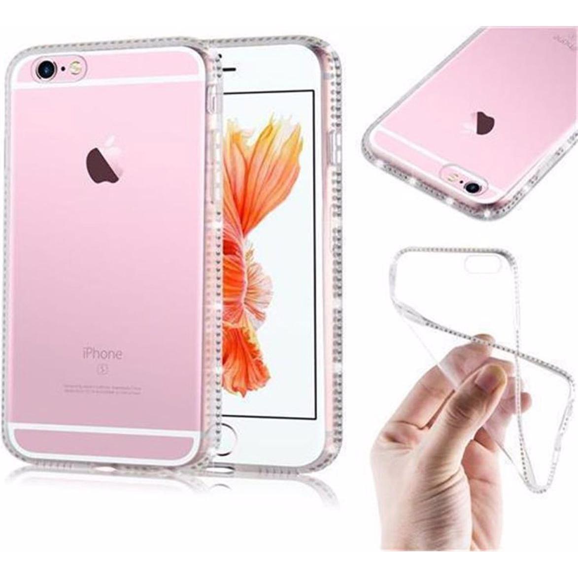 Cadorabo TPU Ultra Slim Strass Cover (Apple iPhone 6), Smartphone Hülle, Weiss