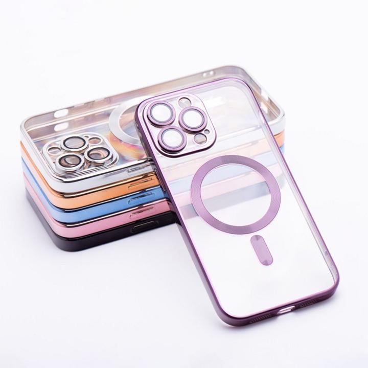 Actual product image OEM Back panel cover ELECTRO MAG COVER case compatible with MagSafe for IPHONE 12 deep purple (Apple iPhone 12)