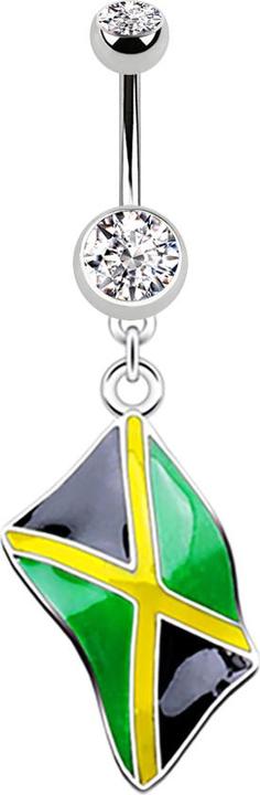Produktbild Star Piercing Banane silber mit Anhänger Flagge Jamaika (ohne Messing, Chirurgenstahl 316L)