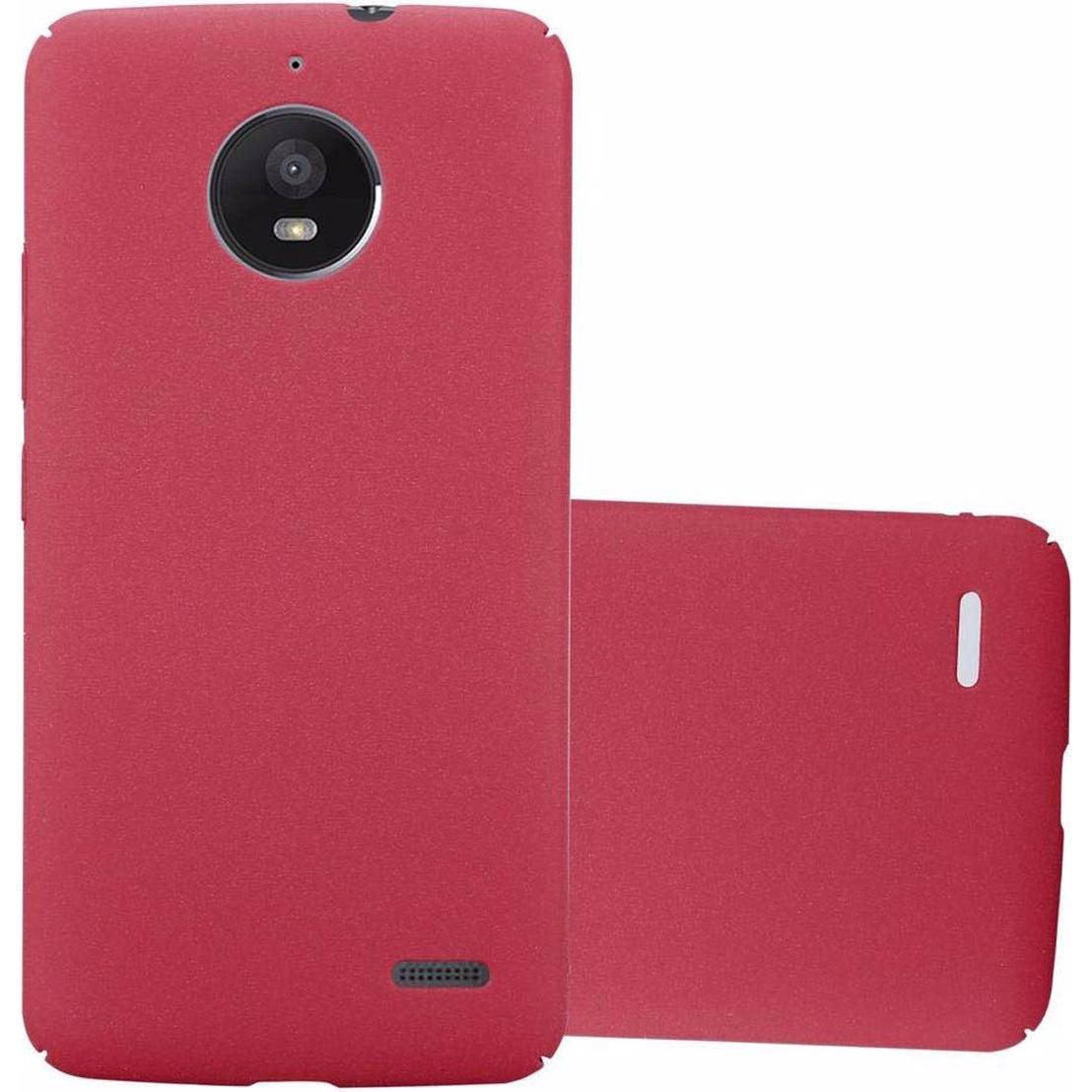 Cadorabo Hard Cover Frosty Cover (Motorola Moto E4), Smartphone Hülle, Rot