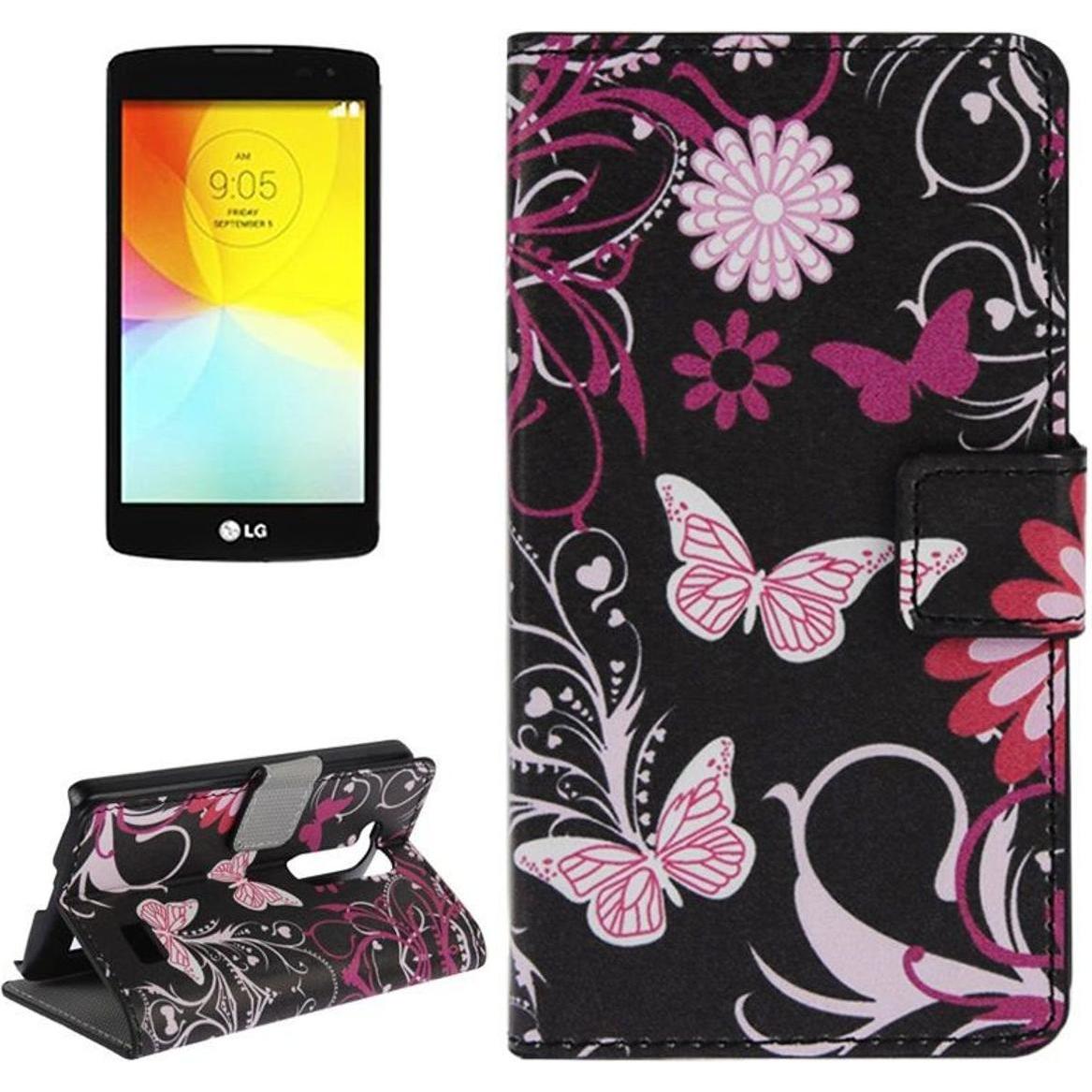 Thumbnail - König Design Schutzhülle Handytasche (Flip Quer) für Handy LG L Fino D290N D295 Schmetterlinge (LG L FIno), Smartphone H...