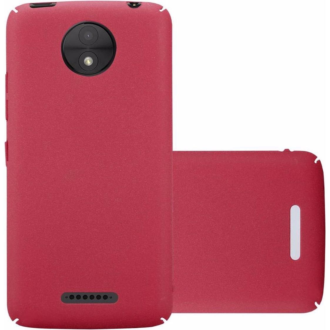 Cadorabo Hard Cover Frosty Cover (Motorola Moto C Plus), Smartphone Hülle, Rot