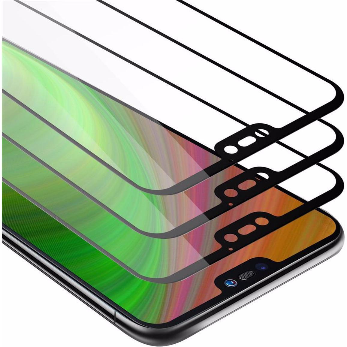 Cadorabo Vollbild Displayschutzglas (3 Stück, Huawei Nova 3E), Smartphone Schutzfolie, Schwarz