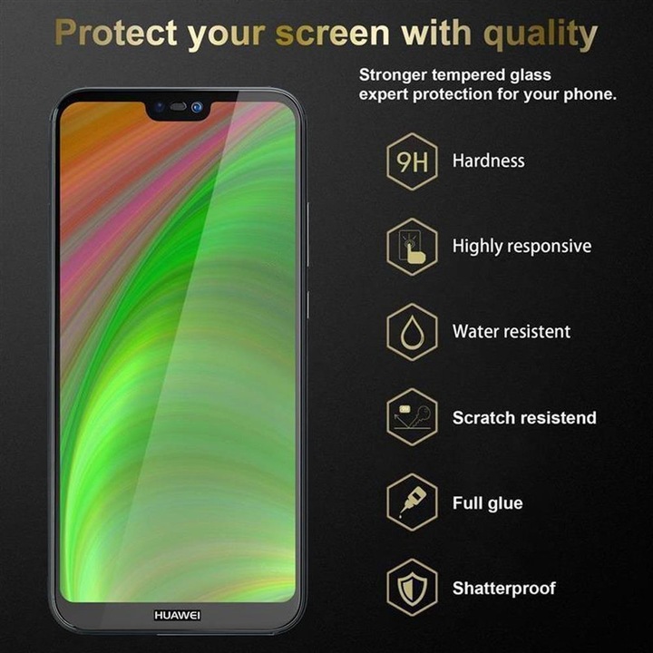 Actual product image Cadorabo Full screen display protection glass (3 Piece, Huawei P20 Lite)