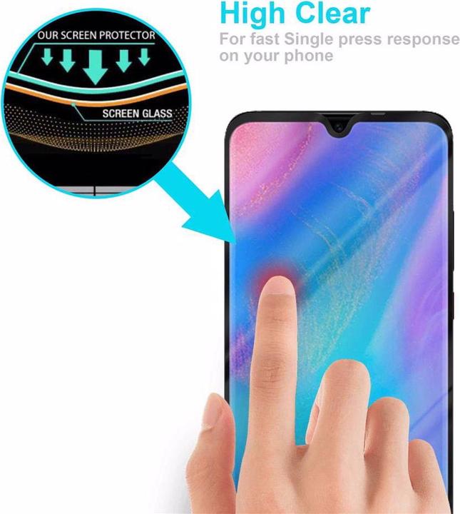Actual product image Cadorabo Full screen display protection glass (1 Piece, Huawei P30 Pro)