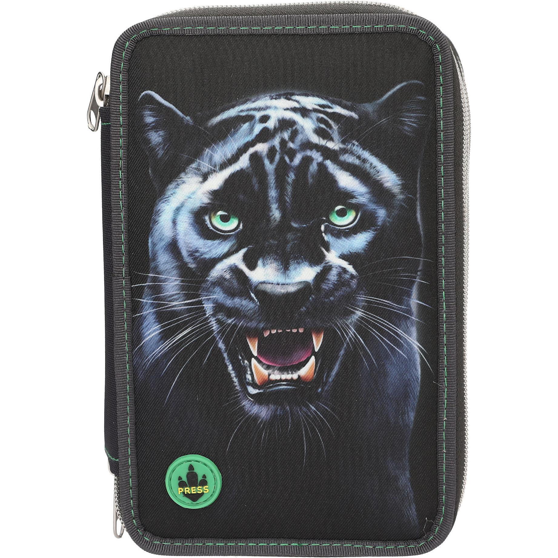 Dino, Astuccio, World - Adventure World Triple Pencil Case LED PANTHER - Dark Grey