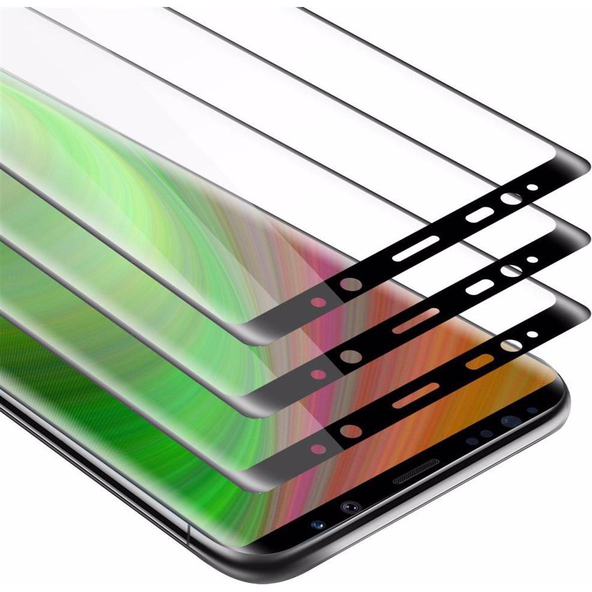 Cadorabo Vollbild Displayschutzglas (3 Stück, Samsung Galaxy Note 8), Smartphone Schutzfolie, Schwarz