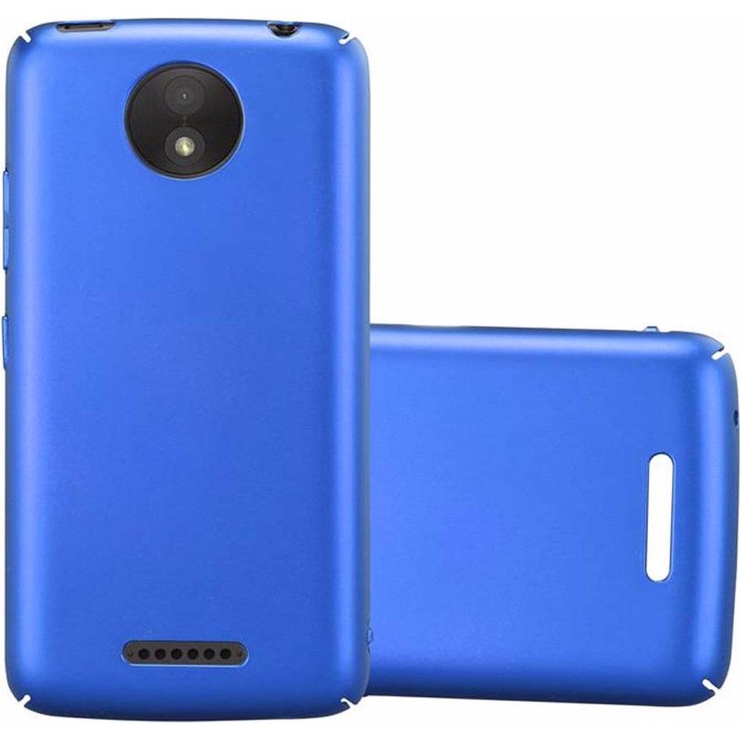 Cadorabo Hard Cover Matt Metall Cover (Motorola Moto C Plus), Smartphone Hülle, Blau