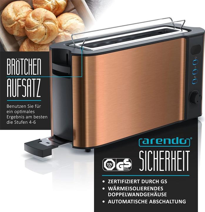 Image du produit Arendo Langschlitz Toaster mit Brötchenaufsatz