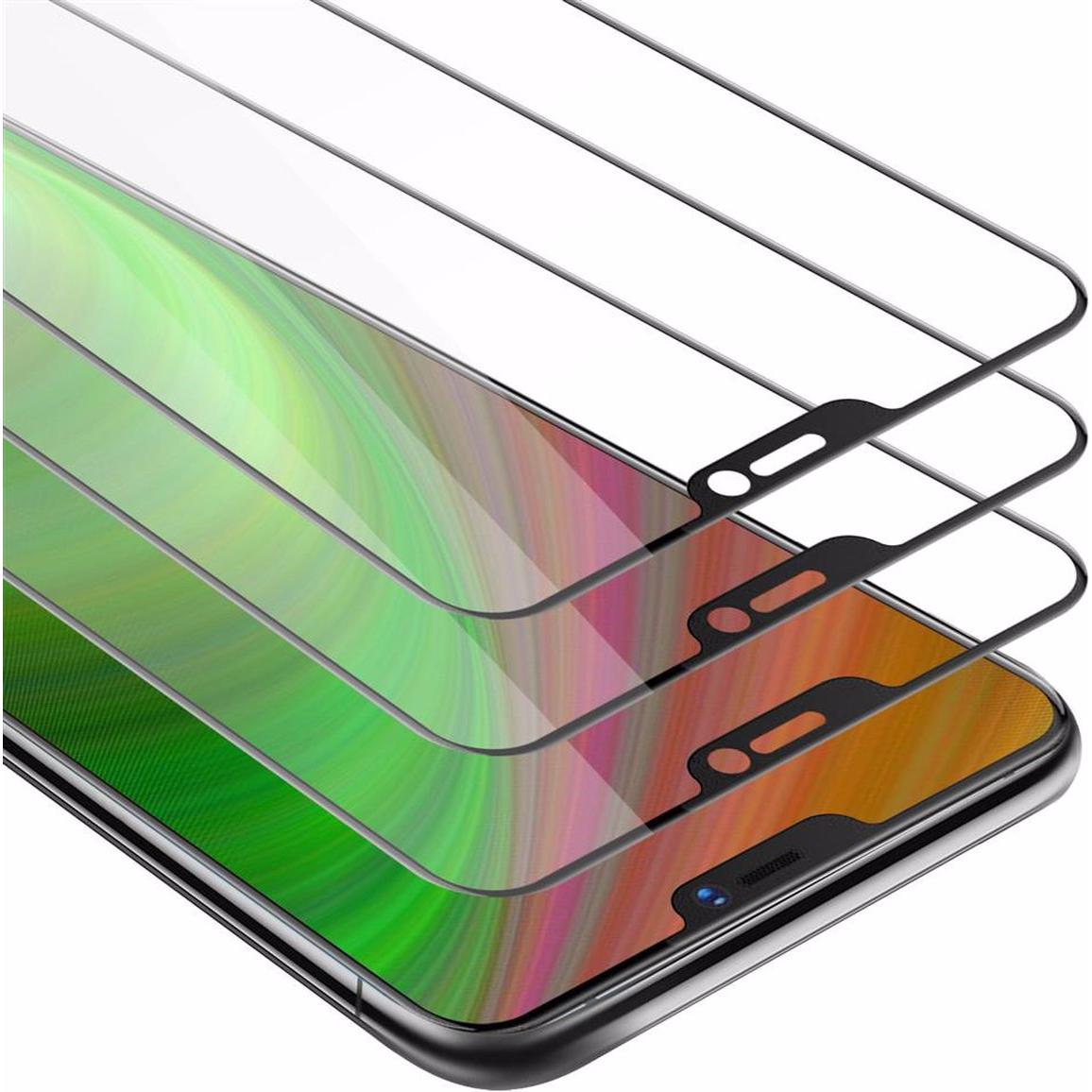 Cadorabo Vollbild Displayschutzglas (3 Stück, Vivo X21), Smartphone Schutzfolie, Schwarz
