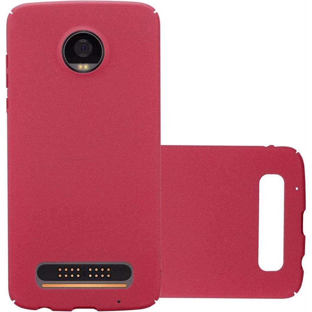 Cadorabo Hard Cover Frosty Cover (Motorola Moto Z2 Play), Smartphone Hülle, Rot