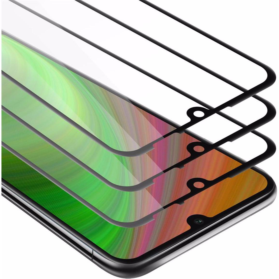 Cadorabo Vollbild Displayschutzglas (3 Stück, Honor 8A), Smartphone Schutzfolie, Schwarz
