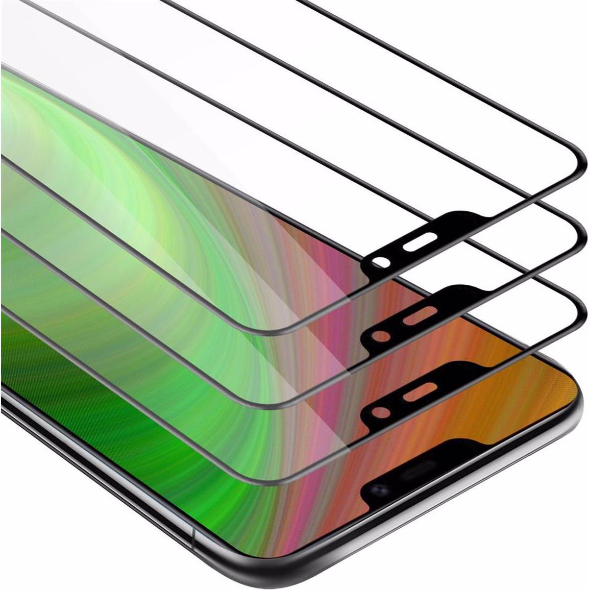 Cadorabo Vollbild Displayschutzglas (3 Stück, Vivo Y85), Smartphone Schutzfolie, Schwarz
