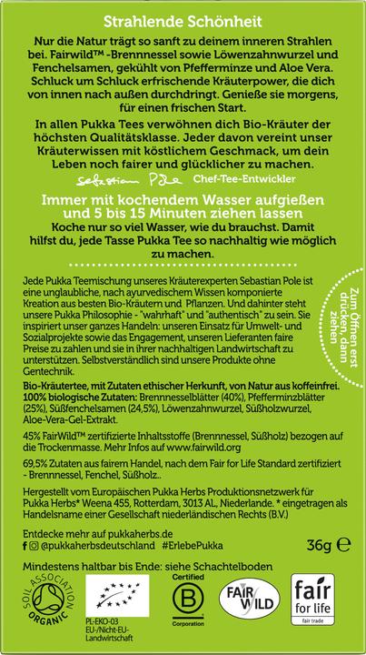Valori nutrizionali e ingredienti Pukka Cancella (36 g)