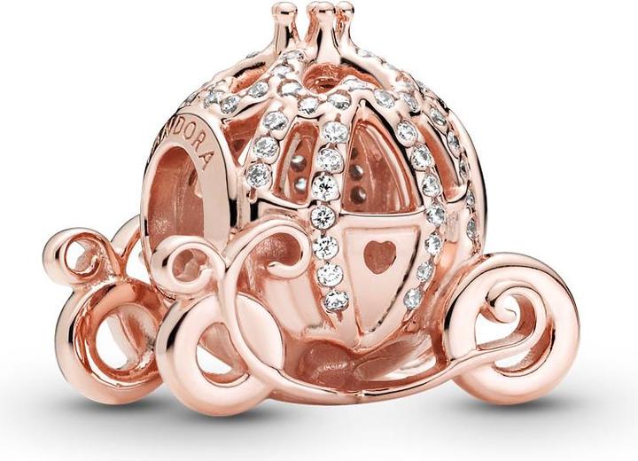 Pandora Disney Rose Cenerentola Charm a forma di zucca (Metallo, placcato oro rosa)