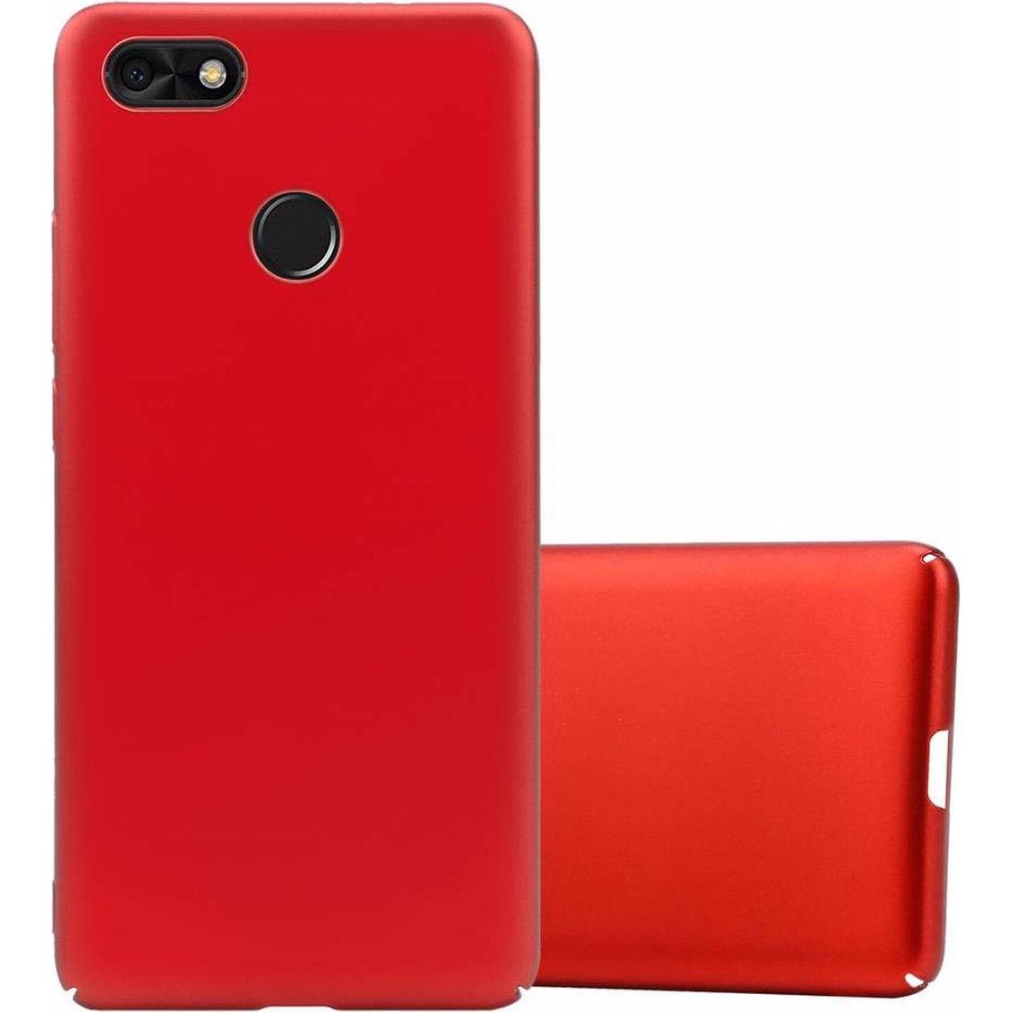 Cadorabo Hard Cover Matt Metall Cover (Huawei Y6 Pro (2017)), Smartphone Hülle, Rot