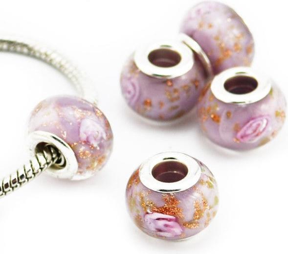 Produktbild Hermex Glas Bead Perle versilbert 925 - Violett (Glas, Silber 925)