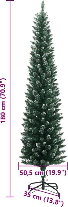 Produktbild vidaXL Künstlicher Weihnachtsbaum Tannenbaum Christbaum Schlank 300 LEDs 180cm (180 cm)