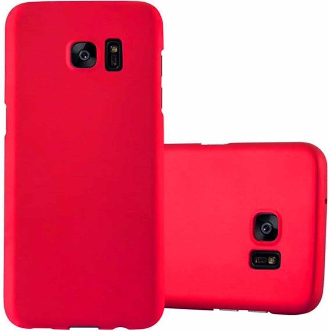 Cadorabo Hard Cover Matt Metall Cover (Samsung Galaxy S7 Edge), Smartphone Hülle, Rot