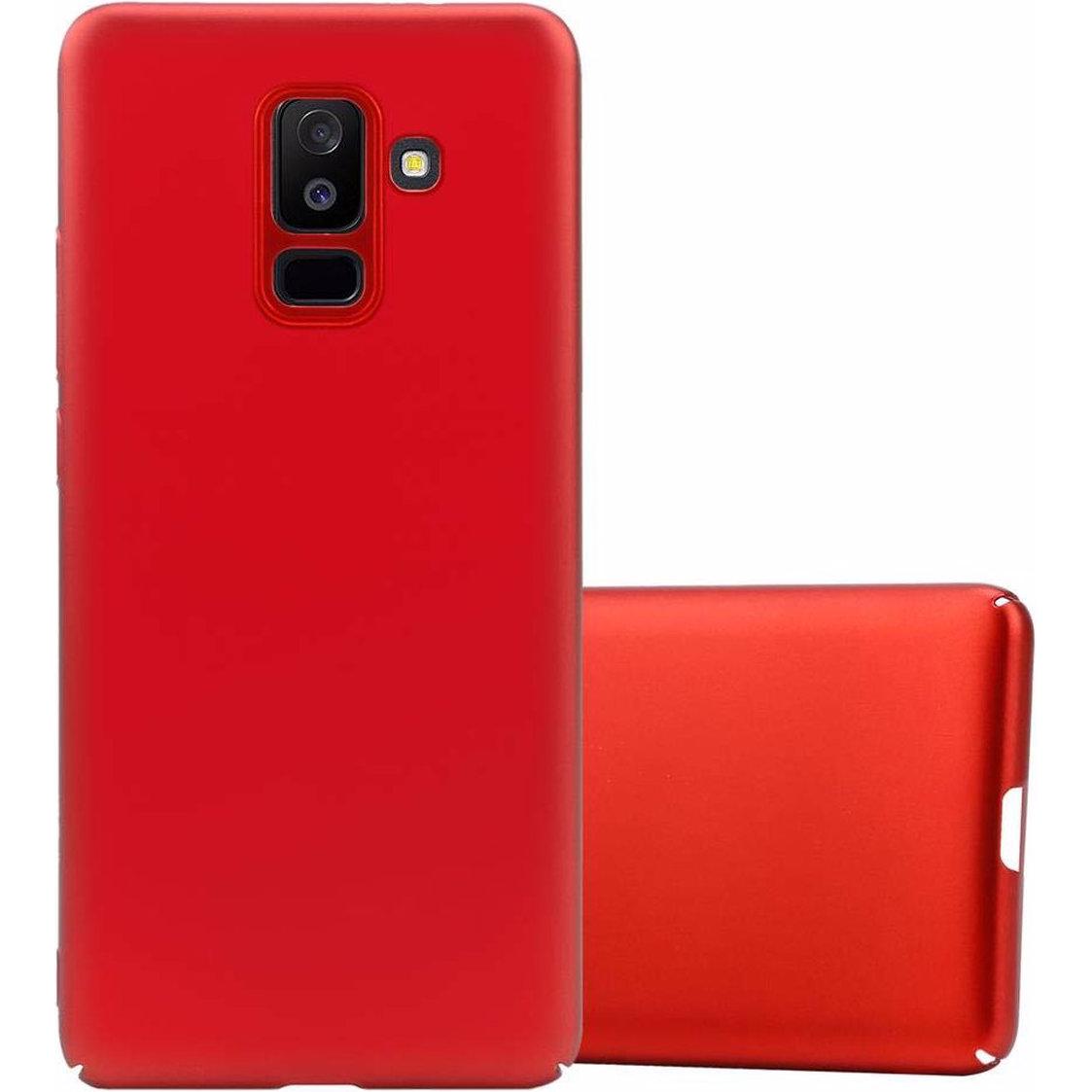 Cadorabo Hard Cover Matt Metall Cover (Samsung Galaxy A6+), Smartphone Hülle, Rot