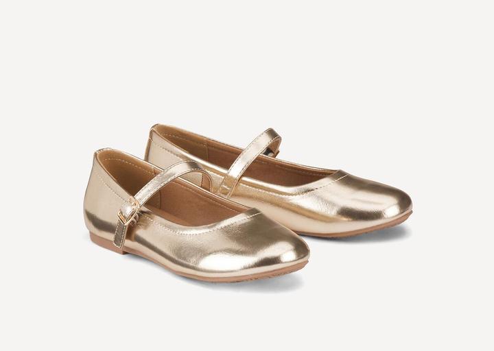 La Redoute Collections Goldfarbene Riemchen-Ballerinas