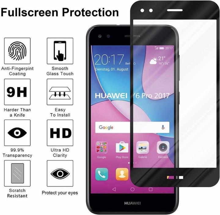 Actual product image Cadorabo Full screen display protection glass (1 Piece, Huawei Y6 Pro (2017))