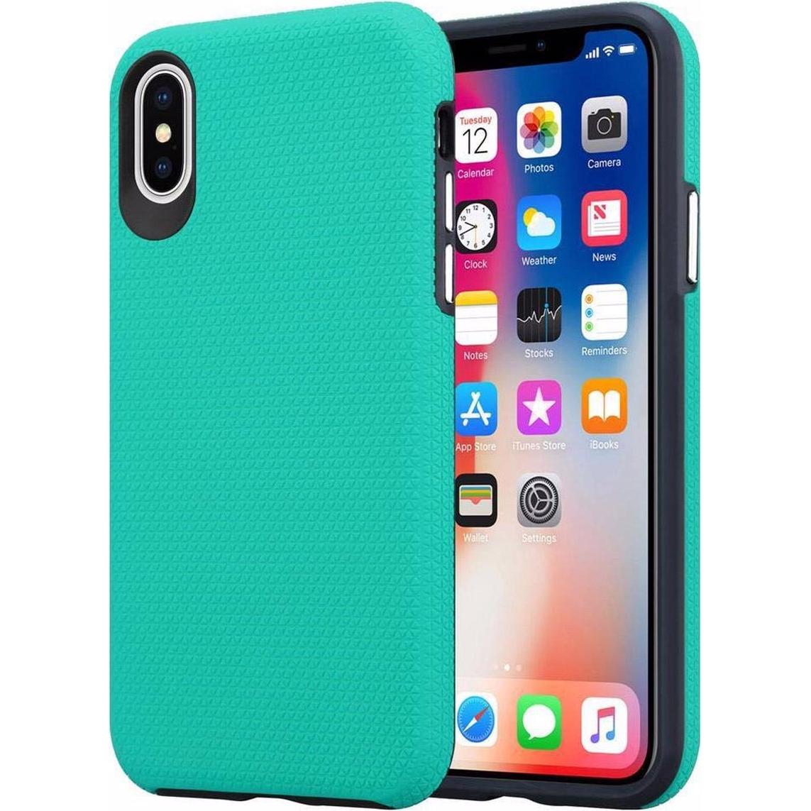 Cadorabo Hybrid Triangle Cover (Apple iPhone XS, Apple iPhone X), Smartphone Hülle, Türkis
